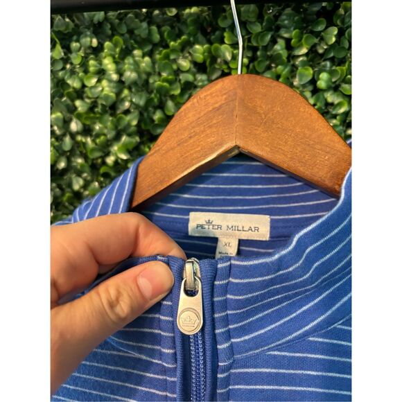 Peter Millar Striped Quarter Zip Pullover Sweater Sz XL - Picture 3 of 4